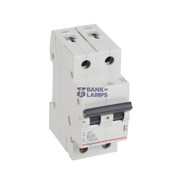 MCB RX³ 6000 - 2P - 230/400V~ - 20 A - B curve - prong/fork type supply busbars image 2