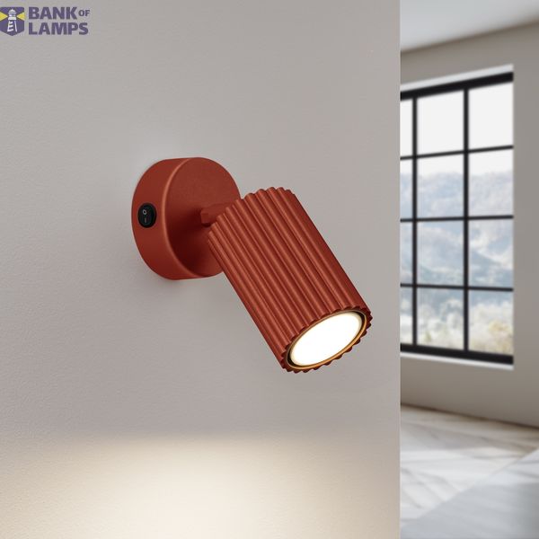 MODERN WALL LAMP WITH A RED GROOVED SWITCH, KARBON FAMILY image 9