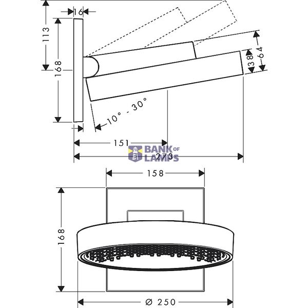 Rainfinity 250 1jet Eco overhead shower, wall-mounted, white image 2