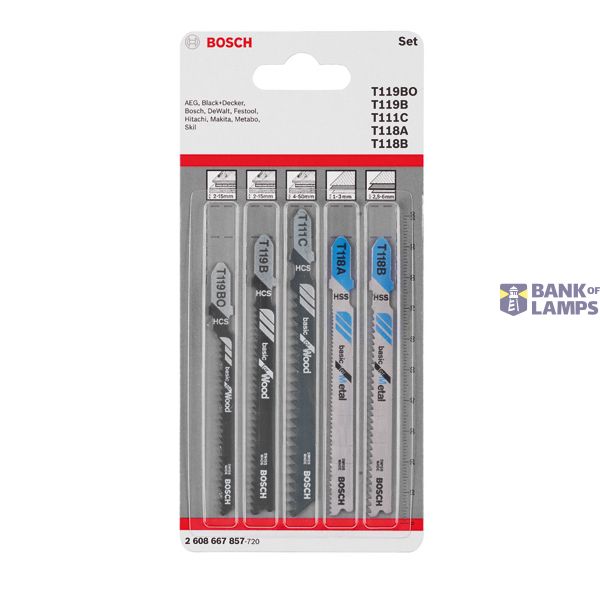 5-piece T-Shank jigsaw blade set Wood and Metal Basic 5 pcs. image 1