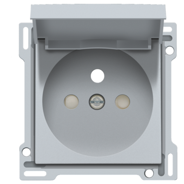 Finishing set for socket outlet with hinged lid, pin earthing and shutters, flush-mounting depth 28.5 mm, sterling coated image 1