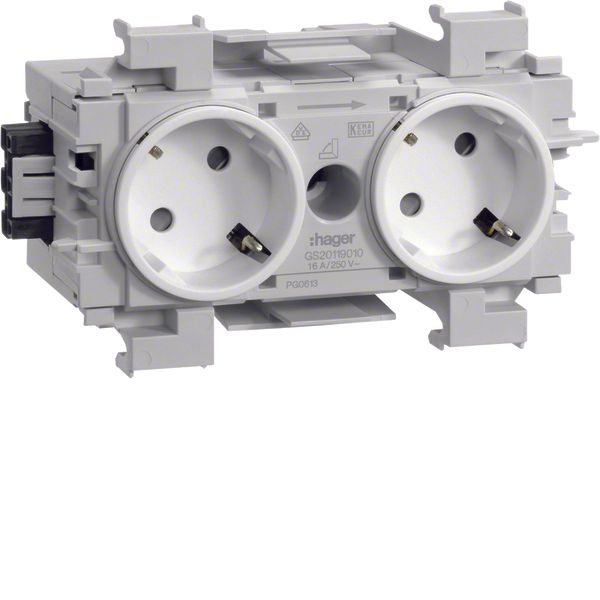 Socket-outlet 2-gang 45° Wago f-mount tw image 1