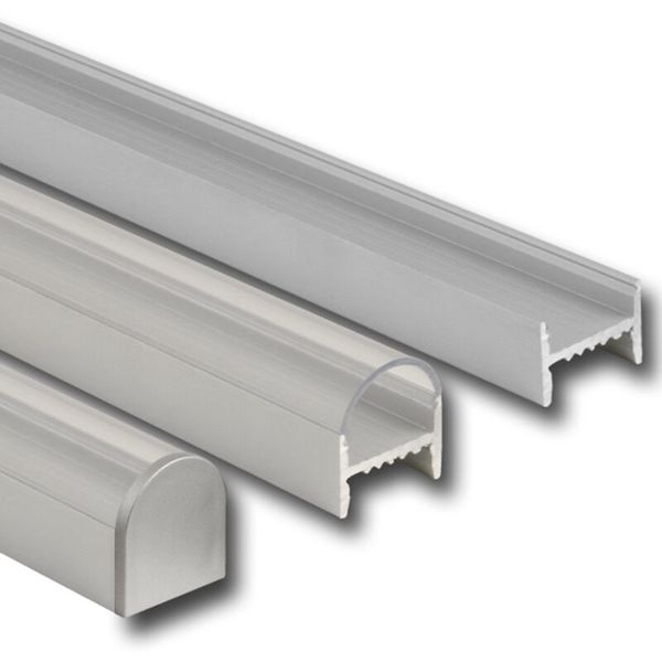 Attached PD aluminum profile with hidden clips, clear diffuser, complete, 1 m image 1