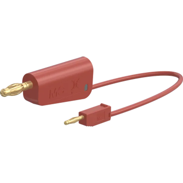 Measuring lead with (2 mm lamella plug, straight) to (4 mm lamella plug, straight), 0.6 m, red, PVC, 0.5 mm², 64.1060-06022 image 1