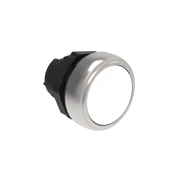 Push-Push button actuator Ø22mm Platinum series chromed plastic, flush. Push ON-Push OFF, white image 1