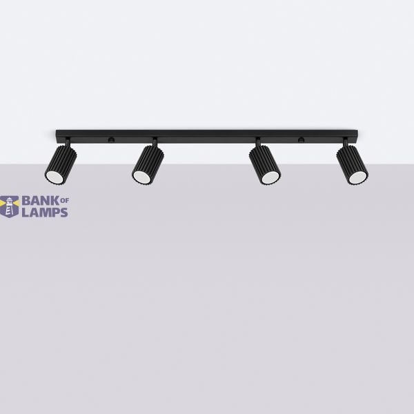 BLACK CARBON CEILING LAMP OBLONG STRIP WITH 4 MOVABLE GU10 SPOTLIGHTS image 9