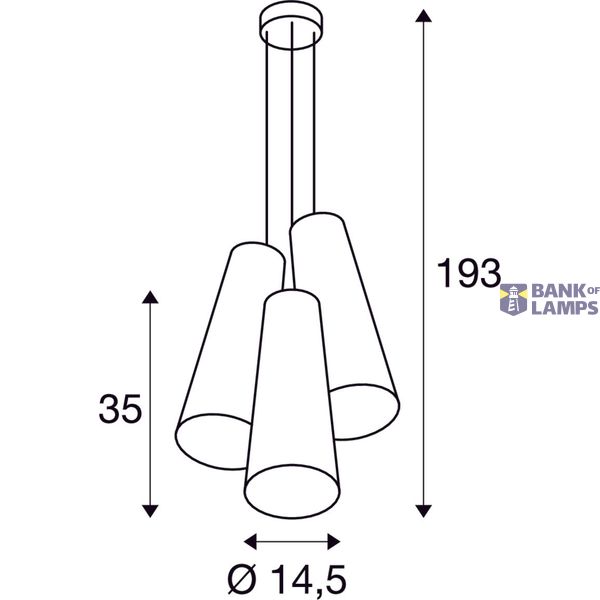 SOPRANA CONE PD-2 pendant lumin., E14 max.3x40W, textile sh. image 4