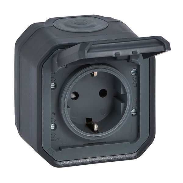 PLEXO GERMAN STANDARD SOCKET OUTLET WITH SCREW TERMINALS - ANTHRACITE - SURFACE image 1