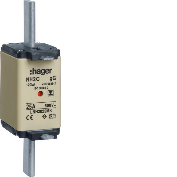 NH2C-Fuse-link 25A 500V gG twin-Indicator insulated gripping lugs image 1