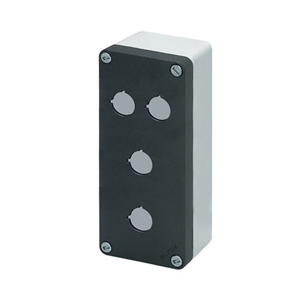 Aluminium push-button enclosure M10 85x200x65, 4 holes Ø 22, with cable entry image 1