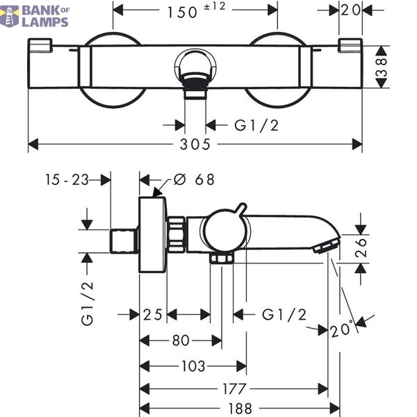 Ecostat Comfort bath thermostat, chrome image 2