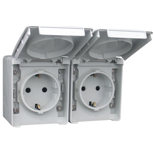 TWO EARTH SOCKETS (SKO) DOUB HORIZ BASE GREY image 1