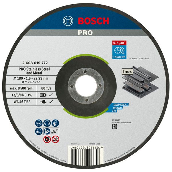 Standard for Inox Depressed Cutting Disc 180 x 1.6 x 22.23 mm image 2
