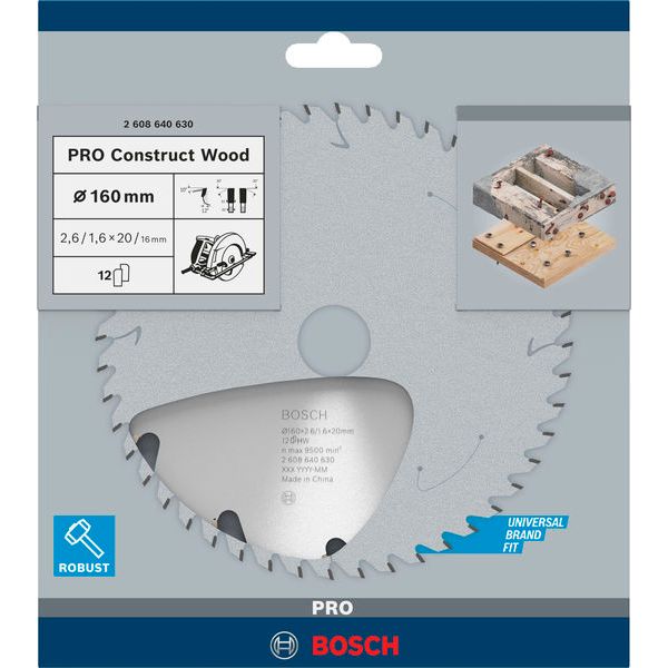 Construct Wood circular saw blade 160 x 20/16 x 2,6 mm; 12 image 3