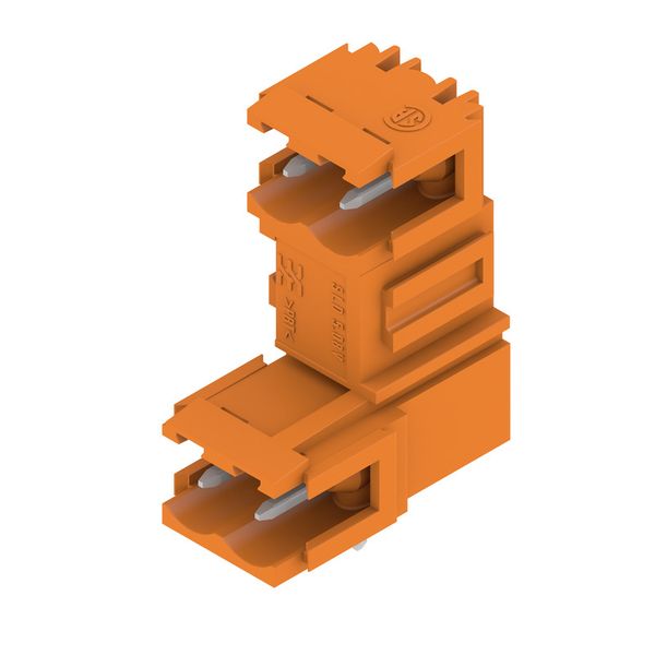 PCB plug-in connector, male header, Dovetails for fixing blocks, THT solder connection, 5.08 mm, Number of poles: 4, 90°, Solder pin length (l): 3.2 mm, tinned, orange, Box image 4