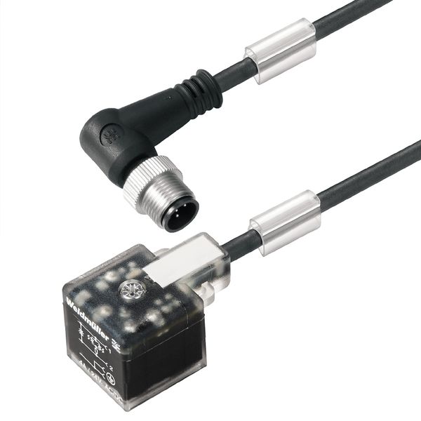 Valve cable (assembled), 90&deg; plug - valve plug, Design A (18 mm), M12 = A-coded, Cable length: 1.5 m, PUR, black image 3