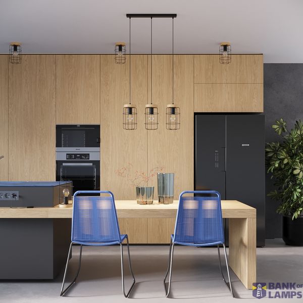 HANGING LAMP GOTTO 3L BLACK/WOOD E27 3X15W IP20 image 7