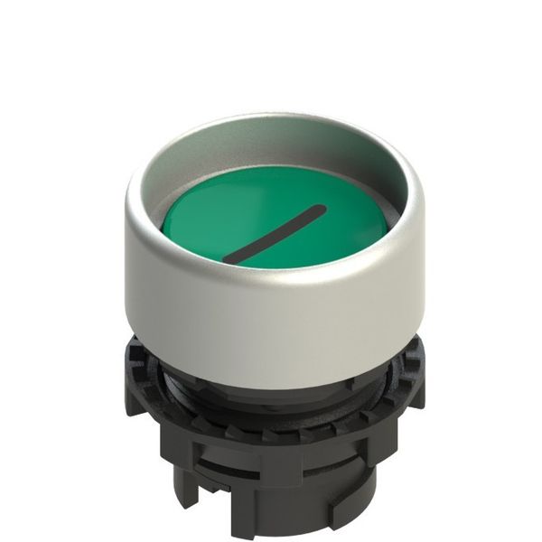 Spring-return green booted pushbutton with marking image 1