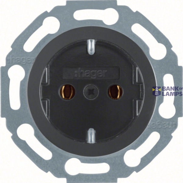 SCHUKO socket, series 1930 / glass, glossy black image 1