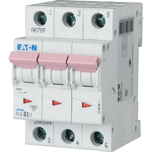 PL6-D2/3 Miniature circuit breaker (MCB), 2 A, 3p, characteristic: D image 2