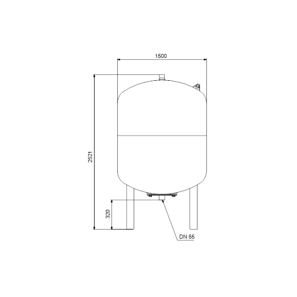 Expansion tank GT-U-3000 PN10 V coated flange, vertical, bladder image 2