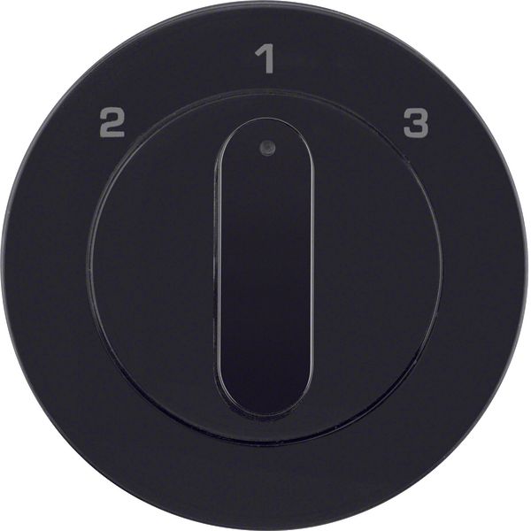 Centre plate rotary knob 3-step switch, Berker R.1/R.3, black glossy image 1