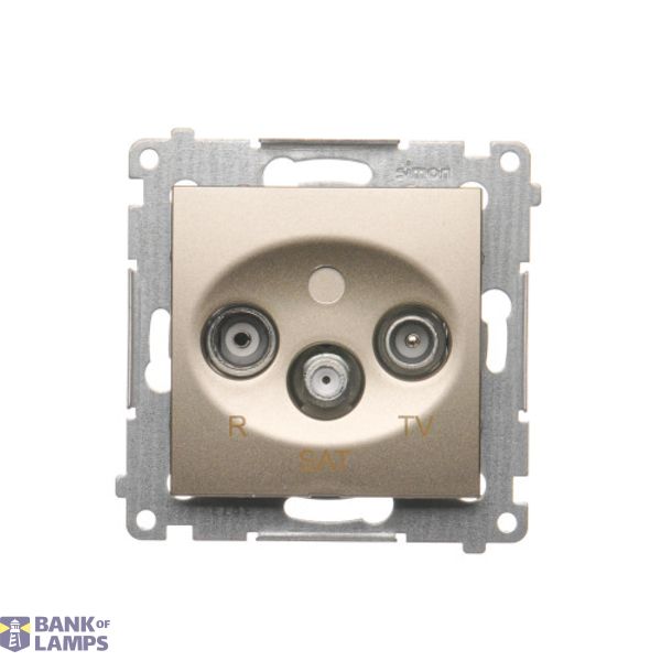 R-TV-SAT pass through aerial socket, atten.: 10dB, Gold matt, metalic image 1