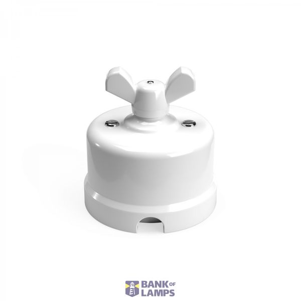 Switch/Diverter in white porcelain with butterfly nut image 2