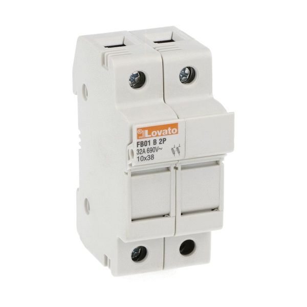 Fuse holder, for 10X38mm fuses. 32A rated current at 690VAC, 2P. Without status indicator. 2 modules image 1