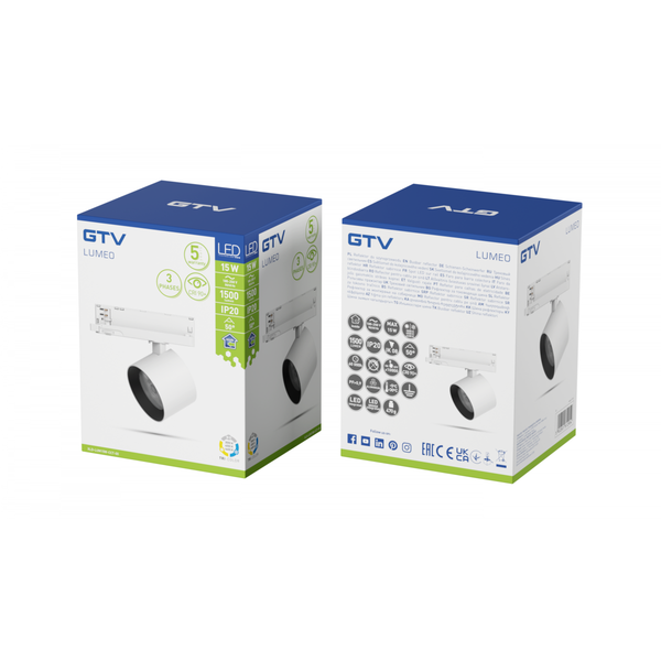 LUMEO Track Spotlight, LED, 15W, 1500lm, CCT, AC180-250V, 50°, CRI90+, white image 1