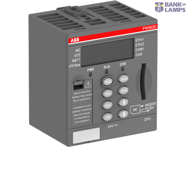 PM5630-2ETH: AC500, Program Control, 8MB, 24VDC, 2xETHERNET, 1xRS232/485, CAN, image 1