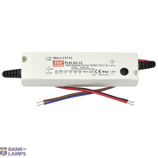 PLN-20-48 Led driver, PFC 20W, 48V, 0,42A CV+CC, MEAN WELL image 1