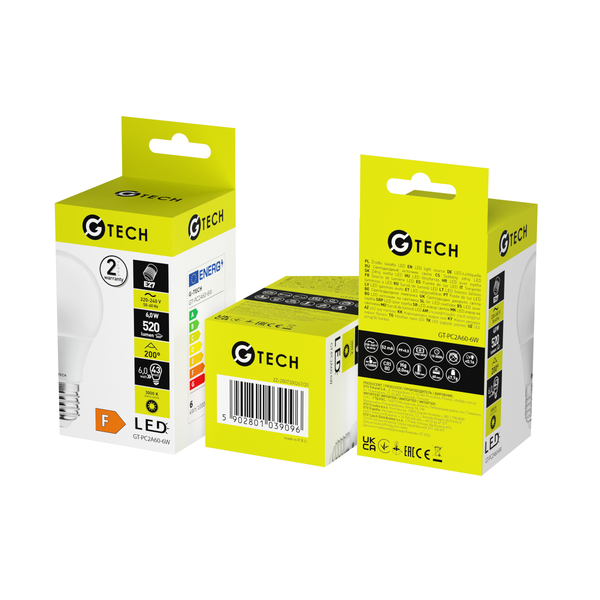G-TECH LED Bulb E27, A60, 6 W, 470 lm, 3000K, AC220-240V, 200° image 3