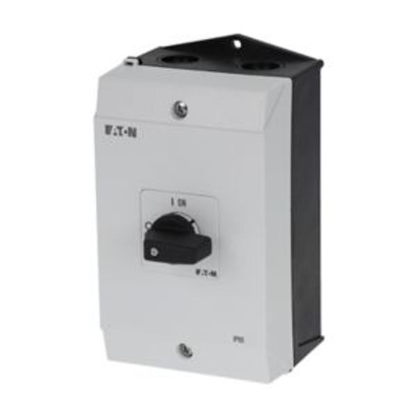 On-Off switch, P1, 40 A, surface mounting, 3 pole, with black thumb grip and front plate, hard knockout version image 4