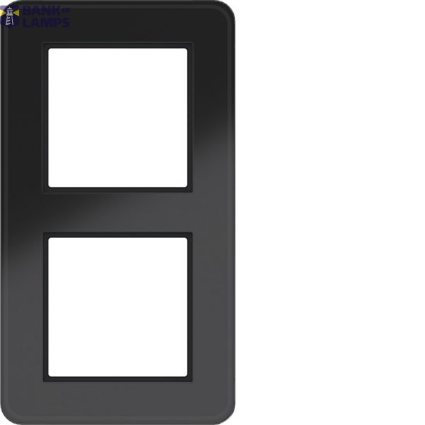 Cover frame double, C.8, glossy black glass image 1