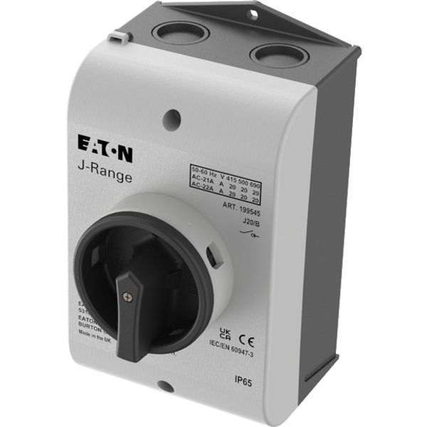J20/B Main switch, 20 A, surface mounting, 3 pole, STOP function, With black rotary handle and locking ring, Lockable in the 0 (Off) position image 2