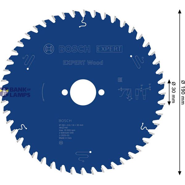 Circular saw blade Expert for Wood 190 x 30 x 2,6 mm, 48 image 2