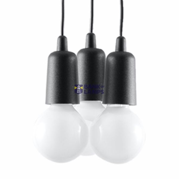 HANGING LAMP DIEGO 3 BLACK E27 3X60W IP20 image 3