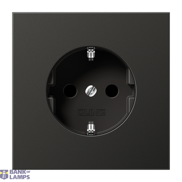 SCHUKO socket, 16 A 250 V ~, integrated increased contact protection, SAFETY+, painted aluminum, LS series, anthracite image 1
