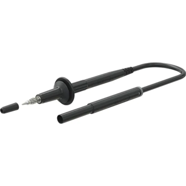 Safety measuring lead with (test probe, straight) to (4 mm lamella plug, straight), 1.5 m, black, TPE, 0.5 mm², CAT IV, 66.8011-15021 image 1
