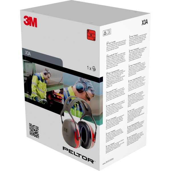 3M™ PELTOR™ Earmuffs, Red, Headband, X3A image 3