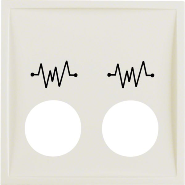 Central part with two holes for connectors with print, Berker S.1, cream, gloss image 1