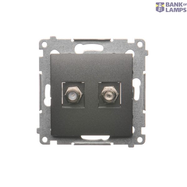 Double aerial socket type "F", anthracite, metalic image 1