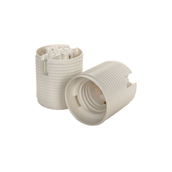 Lampholder E27 Thermoplastic T210 White threaded image 1