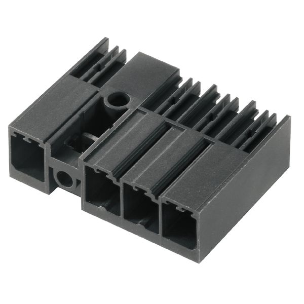 PCB plug-in connector, male header, closed side, Middle flange, THT solder connection, 7.62 mm, Number of poles: 6, 90°, Solder pin length (l): 3.5 mm, tinned, black, Box image 1
