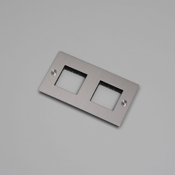 2G WALL PLATE / HORIZONTAL / NO INFILLS / WITHOUT LOGO / STEEL image 1