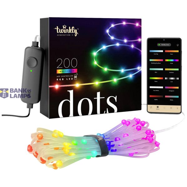 200L RGB Dots Light, 10 meter long, Transparent, BT+WiFi, Gen II, IP44, Plug F image 1