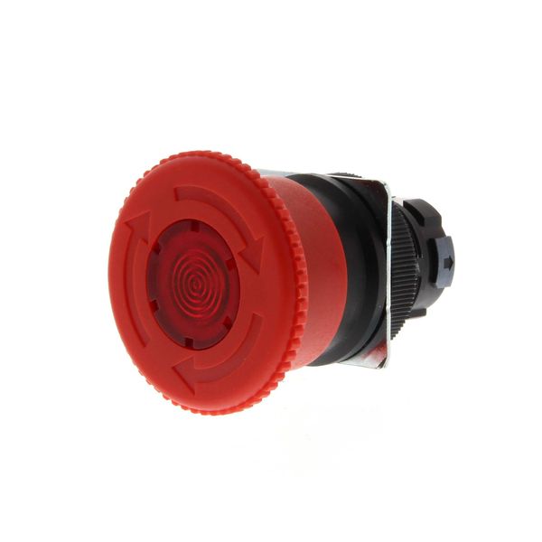 Emergency stop switch, illuminated, 40mm dia, push-lock/turn-reset, IP A22E2001C image 2