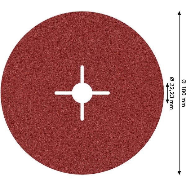 R780 fibre sanding disc, Best for Metal + Inox 180 x 22.23 mm, G120 image 2