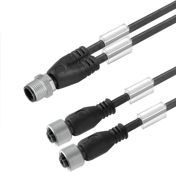 Sensor/actuator line, Connecting line, M12 / M12, Number of poles : 2, 1.5 m, Twin cabling, pin, straight, 2x socket, straight, Shielded: No, LED: No, Sheath material: PUR, Halogen: No image 1